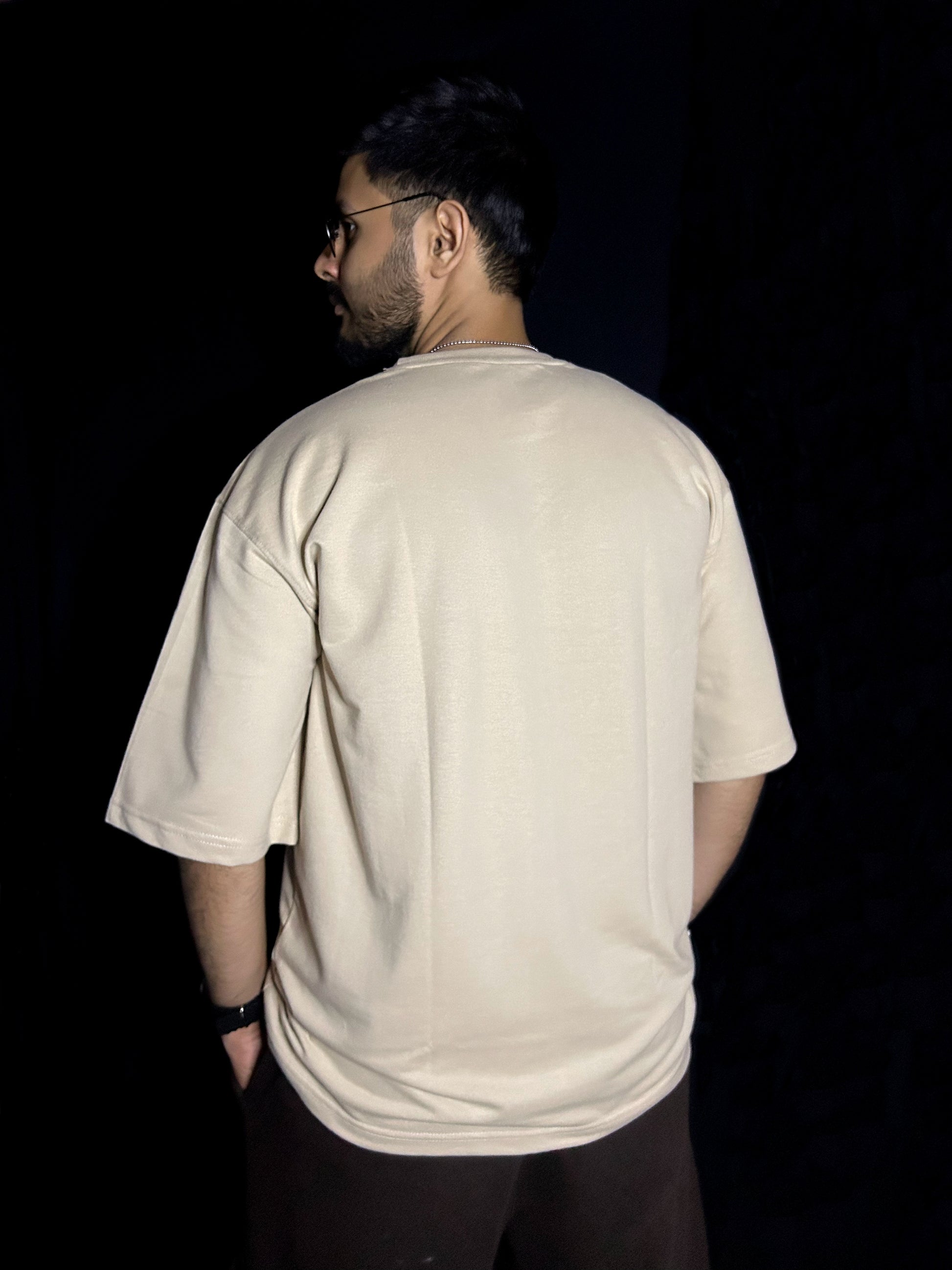 Men's Plain Beige Oversized T-shirt