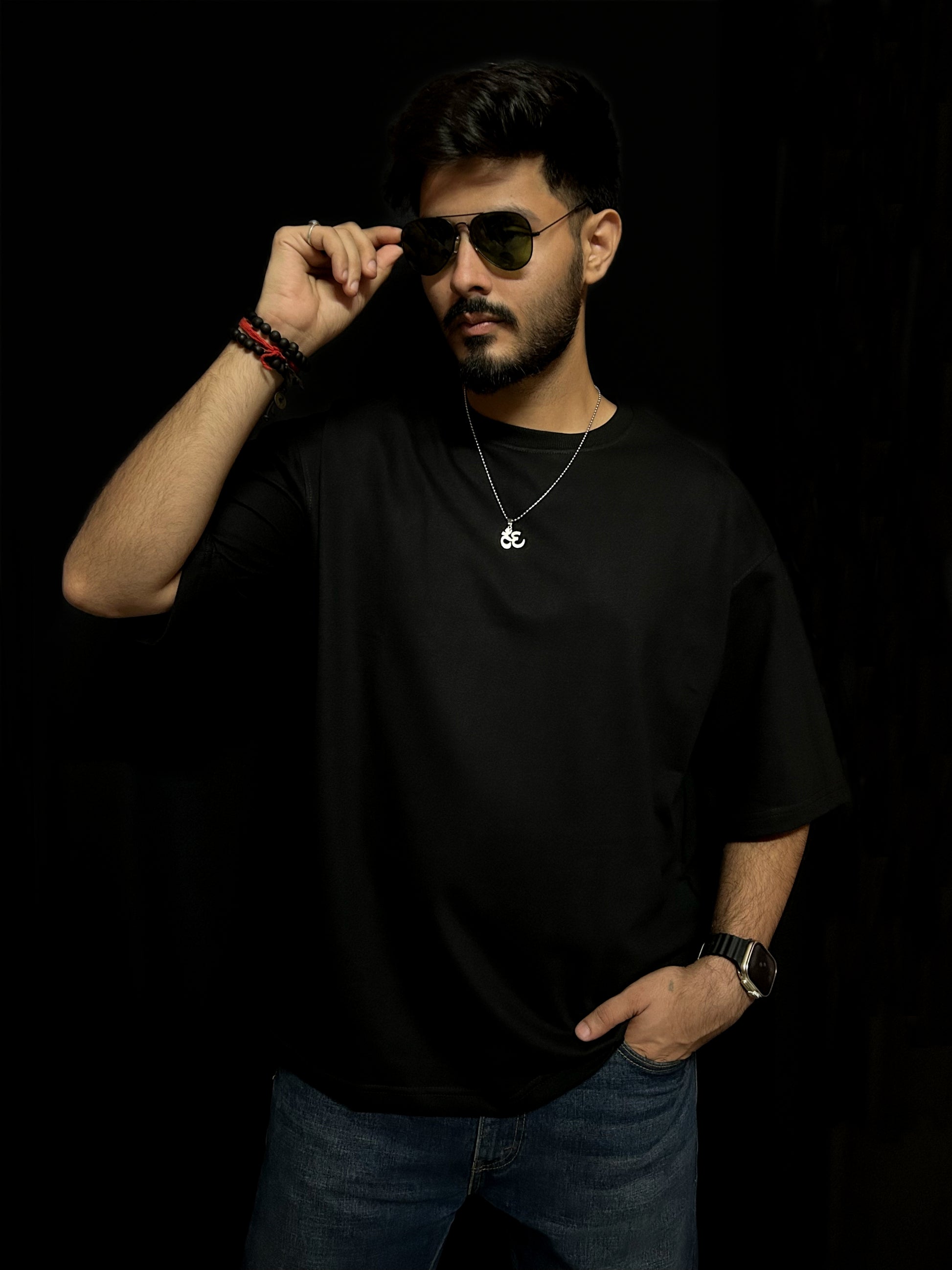 Men's Plain Black Oversized T-shirt