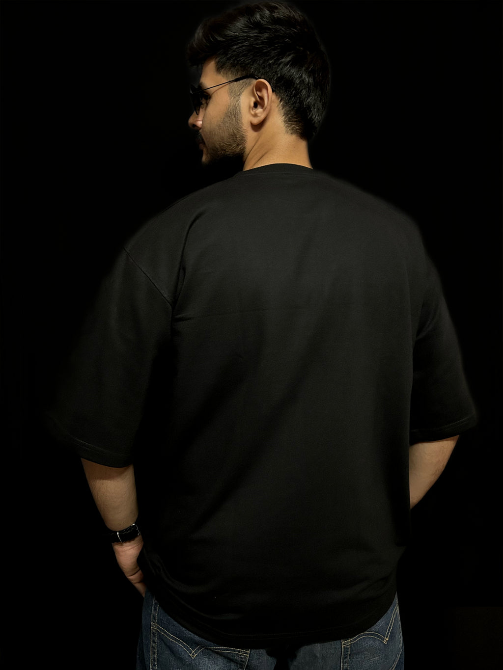 Men's Plain Black Oversized T-shirt