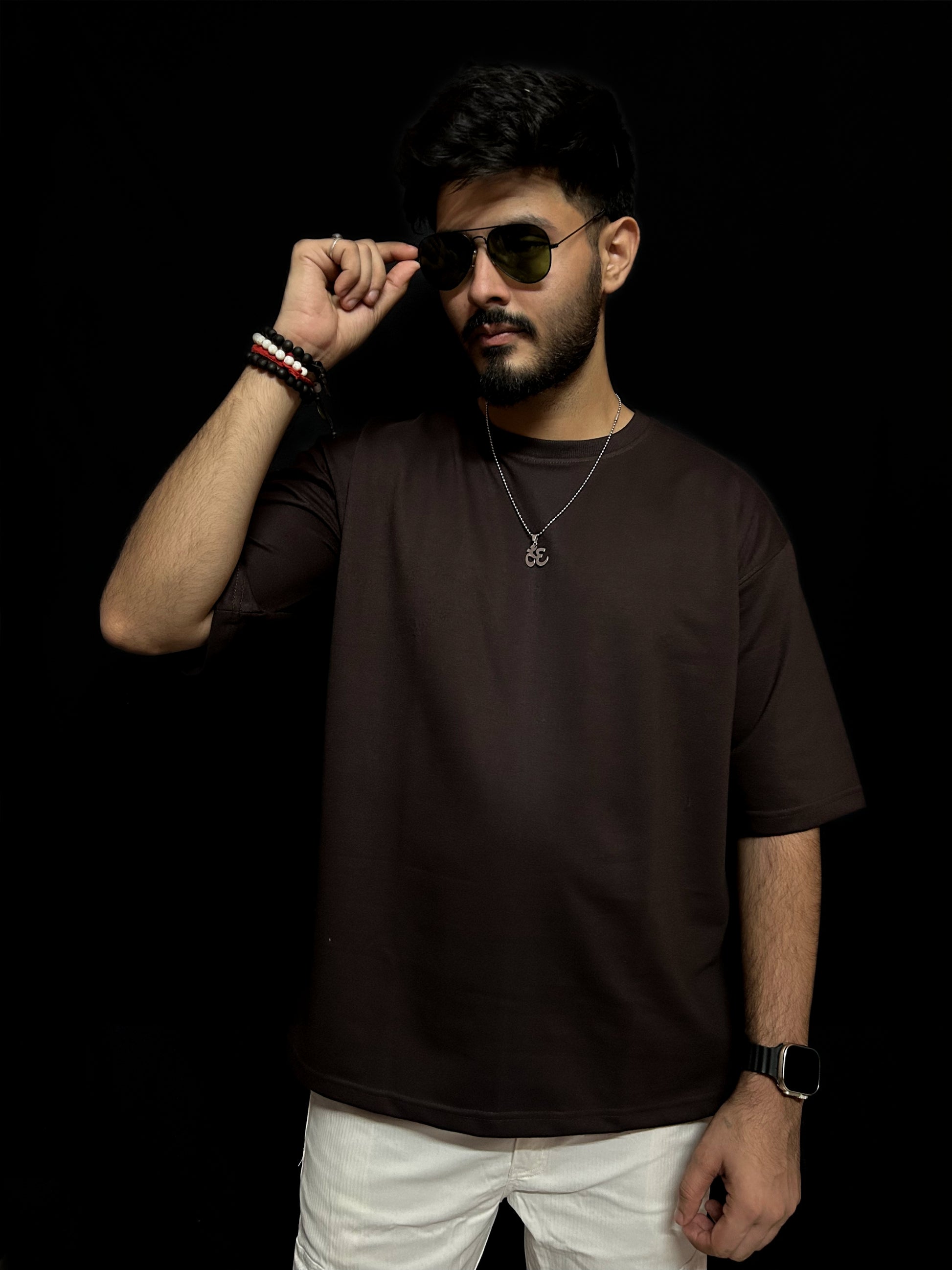 Men's Plain Coffee Oversized T-shirt