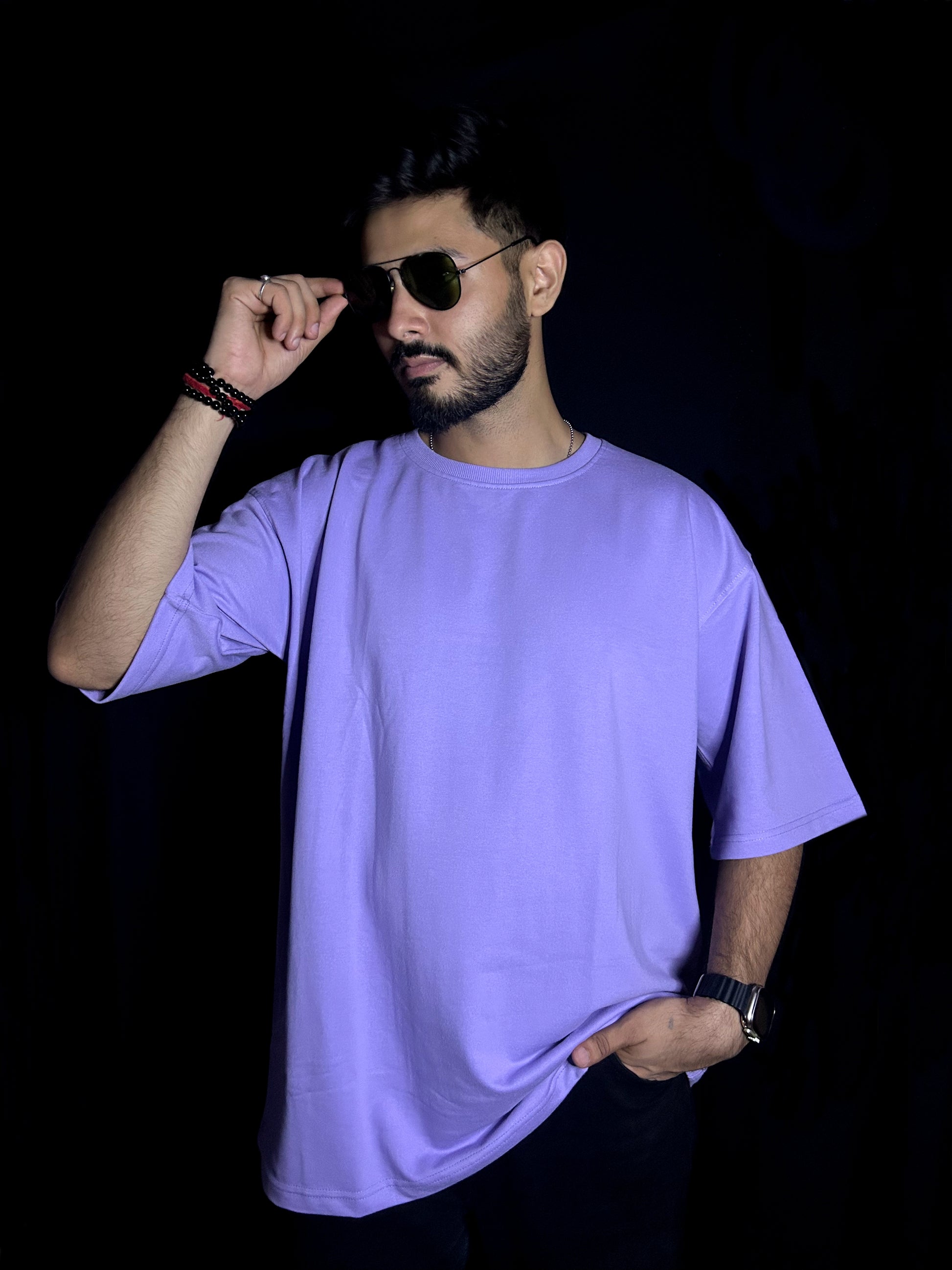 Men's Plain Lavender Oversized T-shirt
