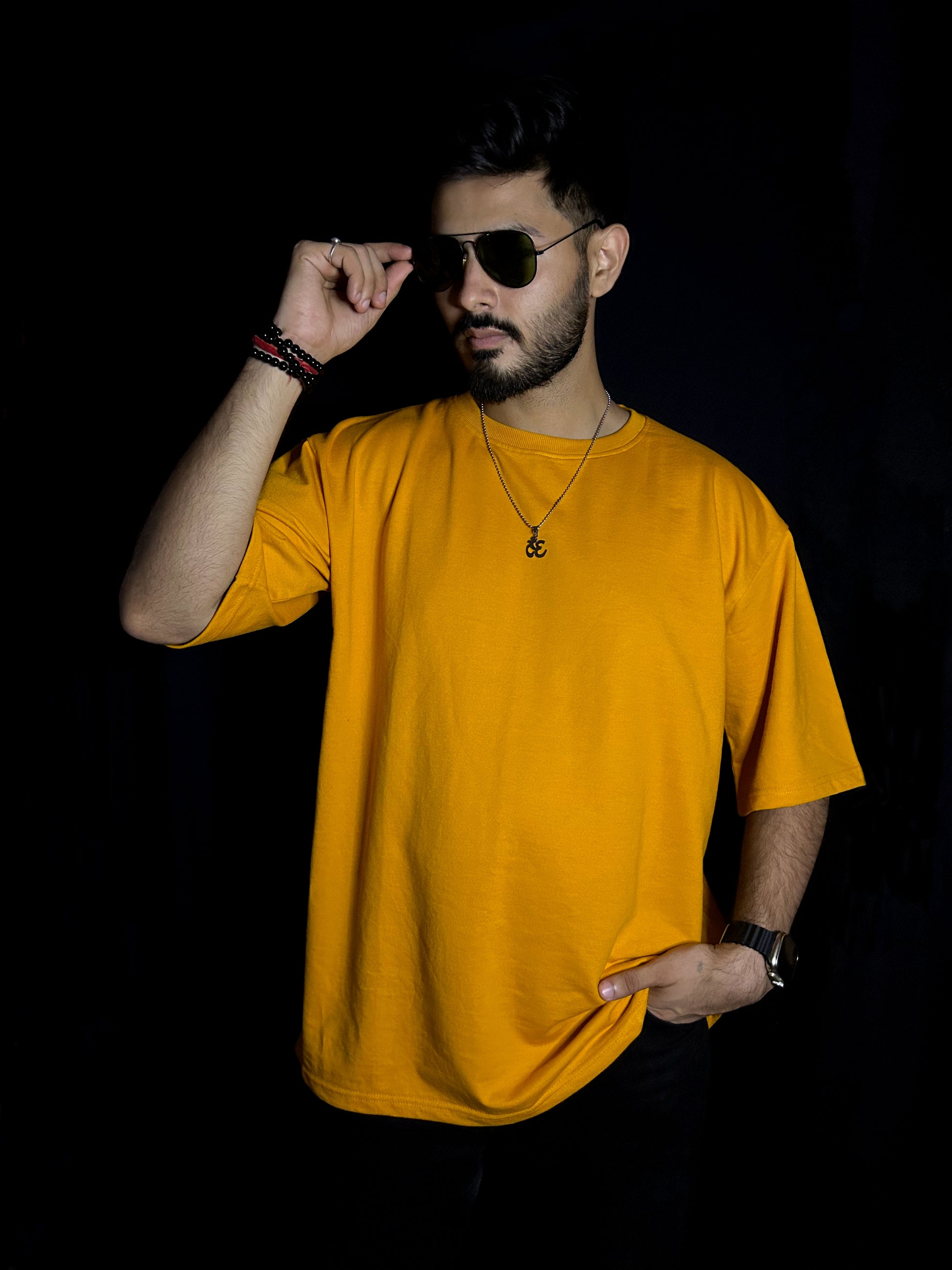 Men's Plain Mustard Oversized T-shirt