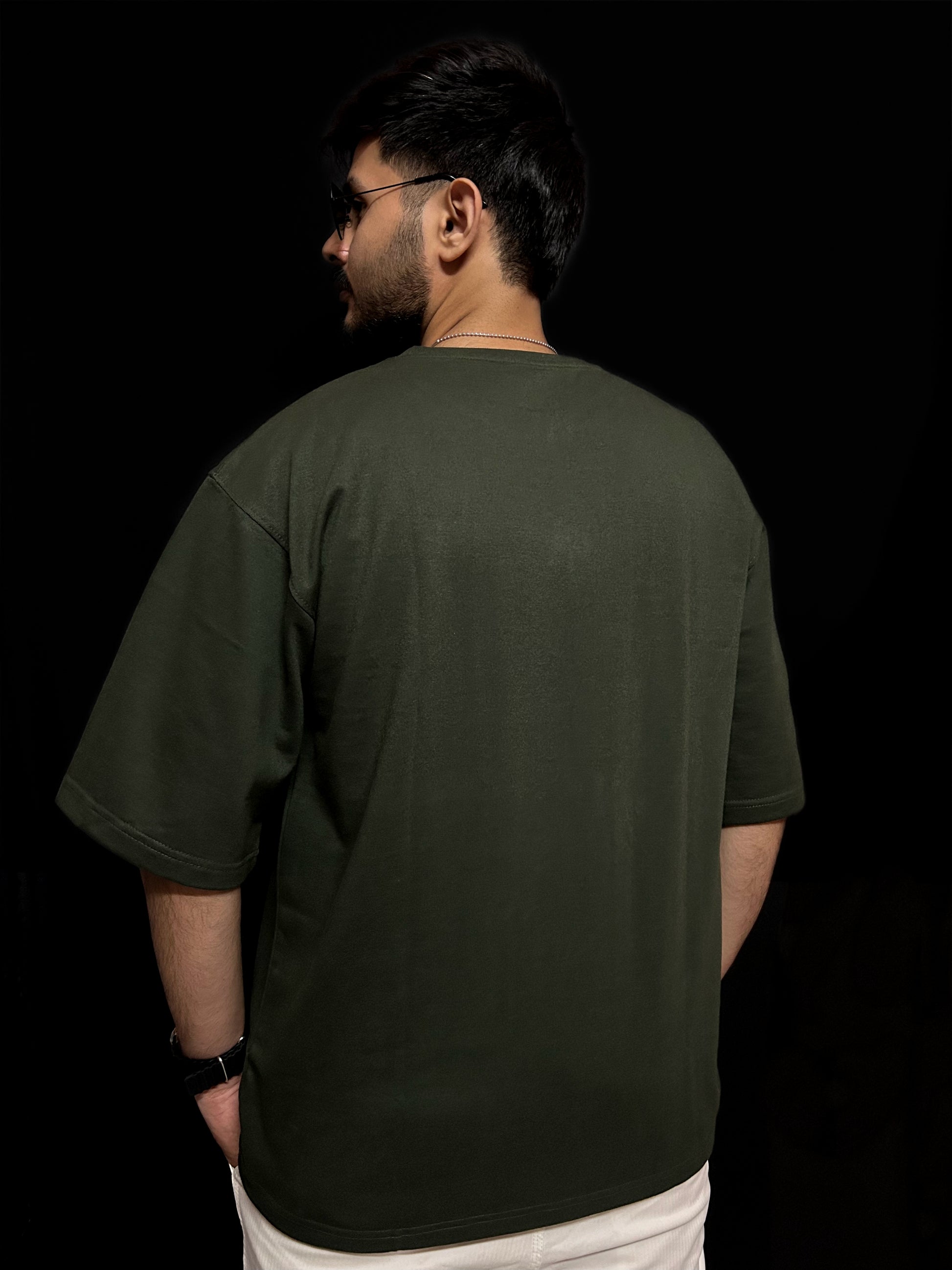 Men's Plain Olive Oversized T-shirt