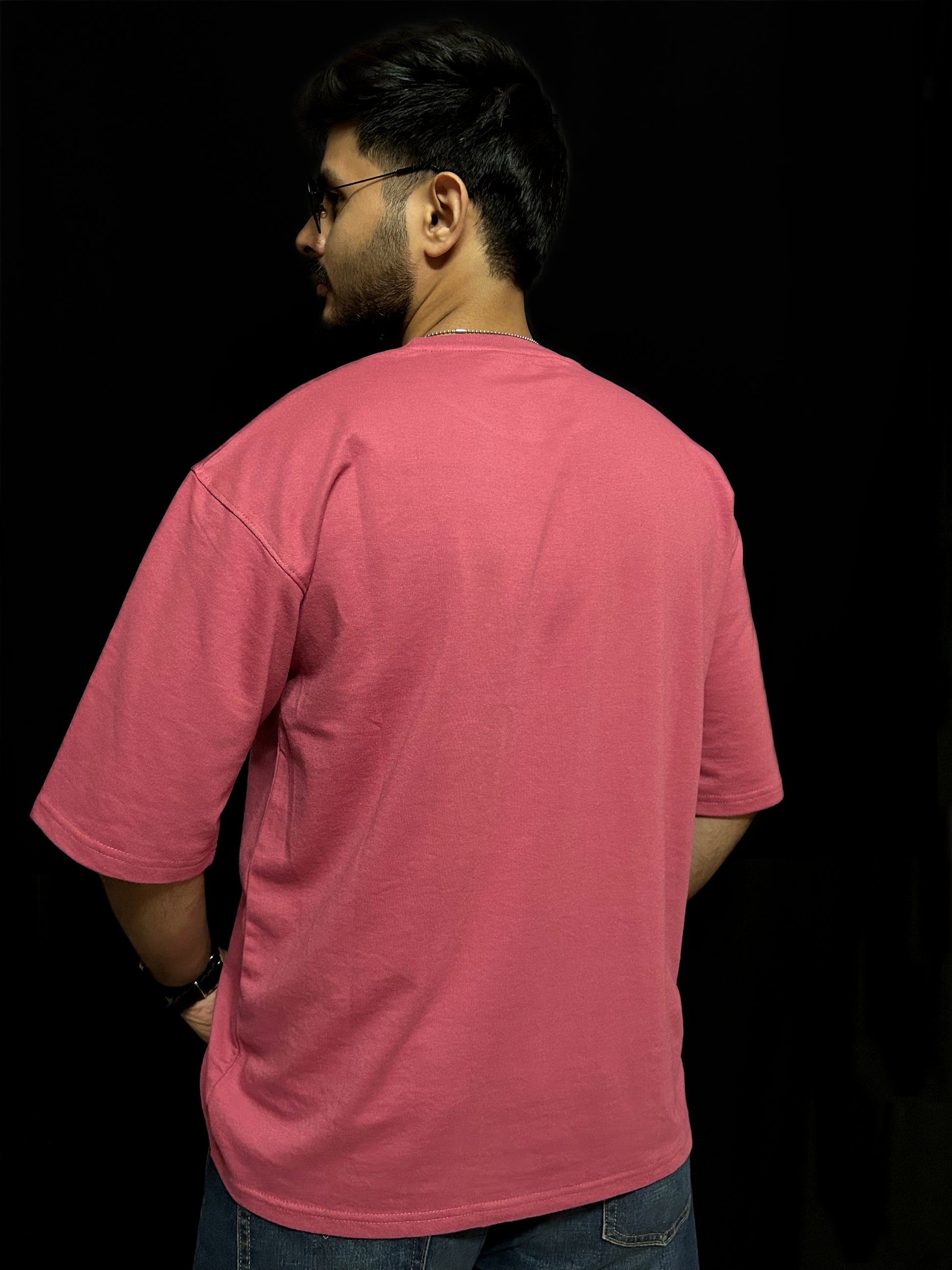 Men's Plain Onion Pink Oversized T-shirt