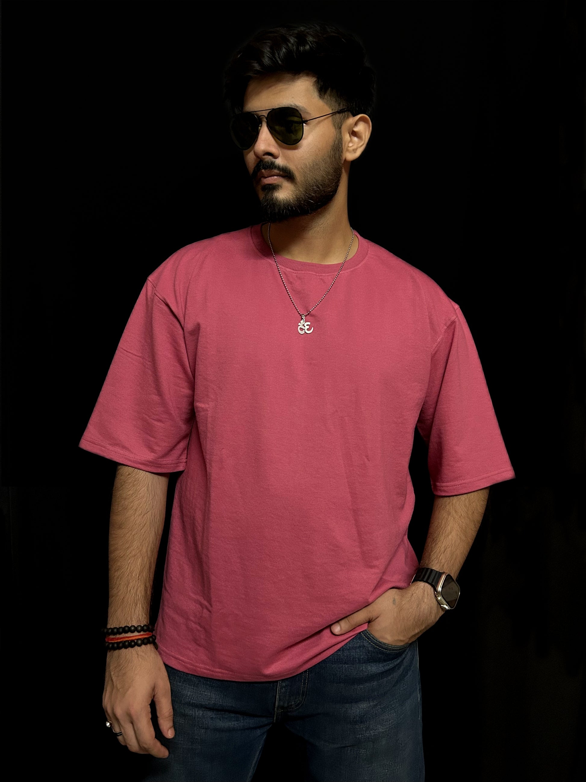 Men's Plain Onion Pink Oversized T-shirt