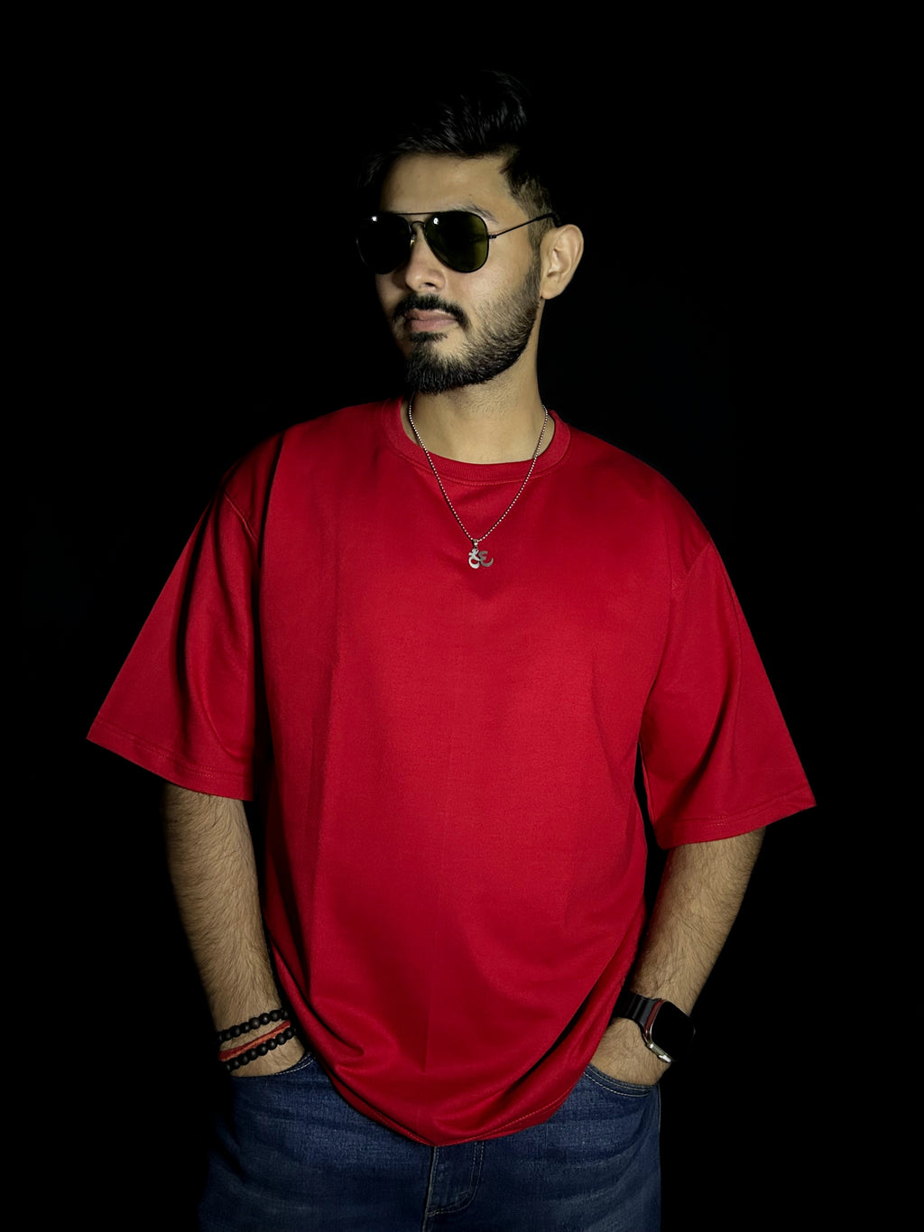 Men's Plain Red Oversized T-shirt