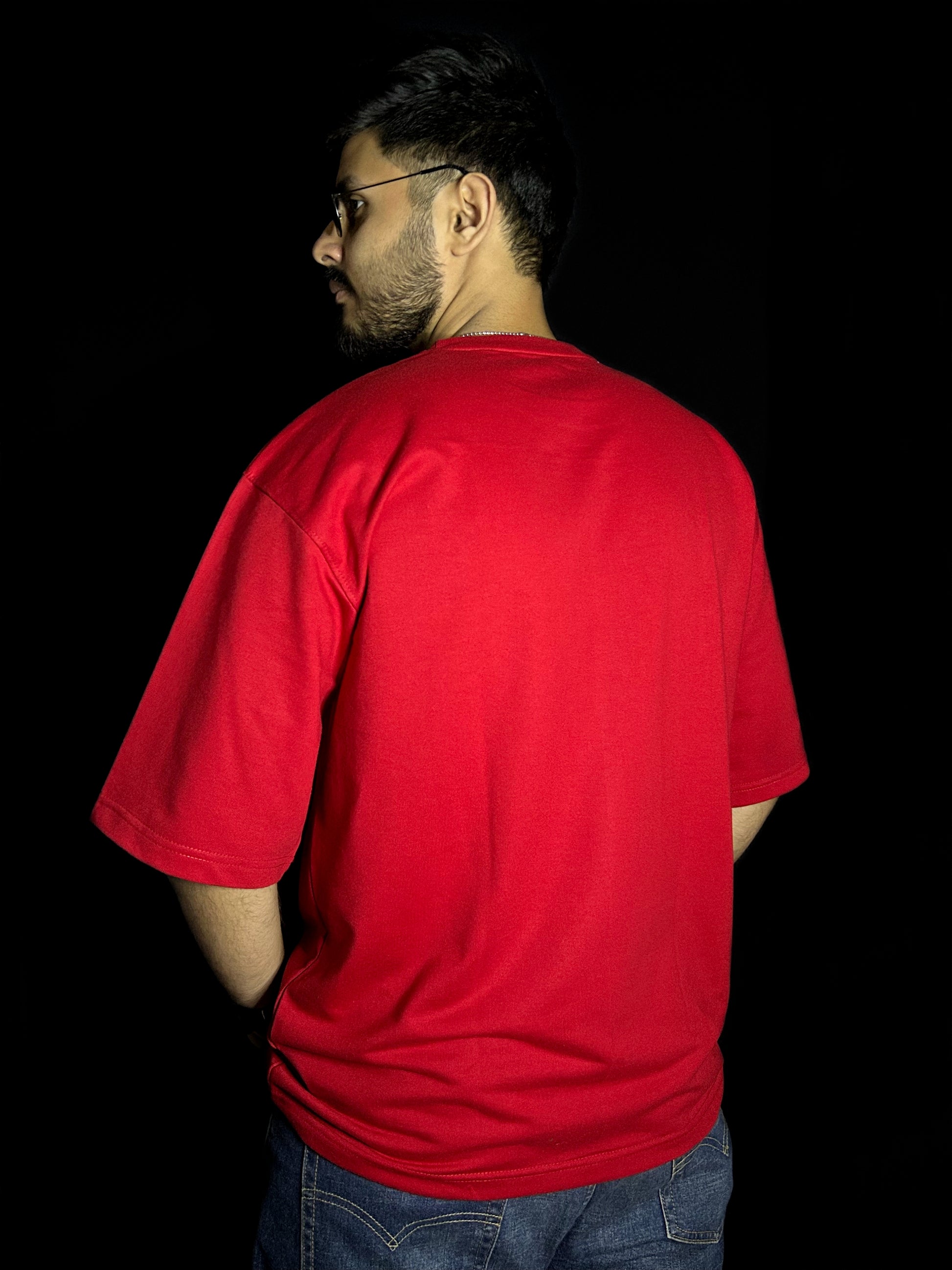 Men's Plain Red Oversized T-shirt