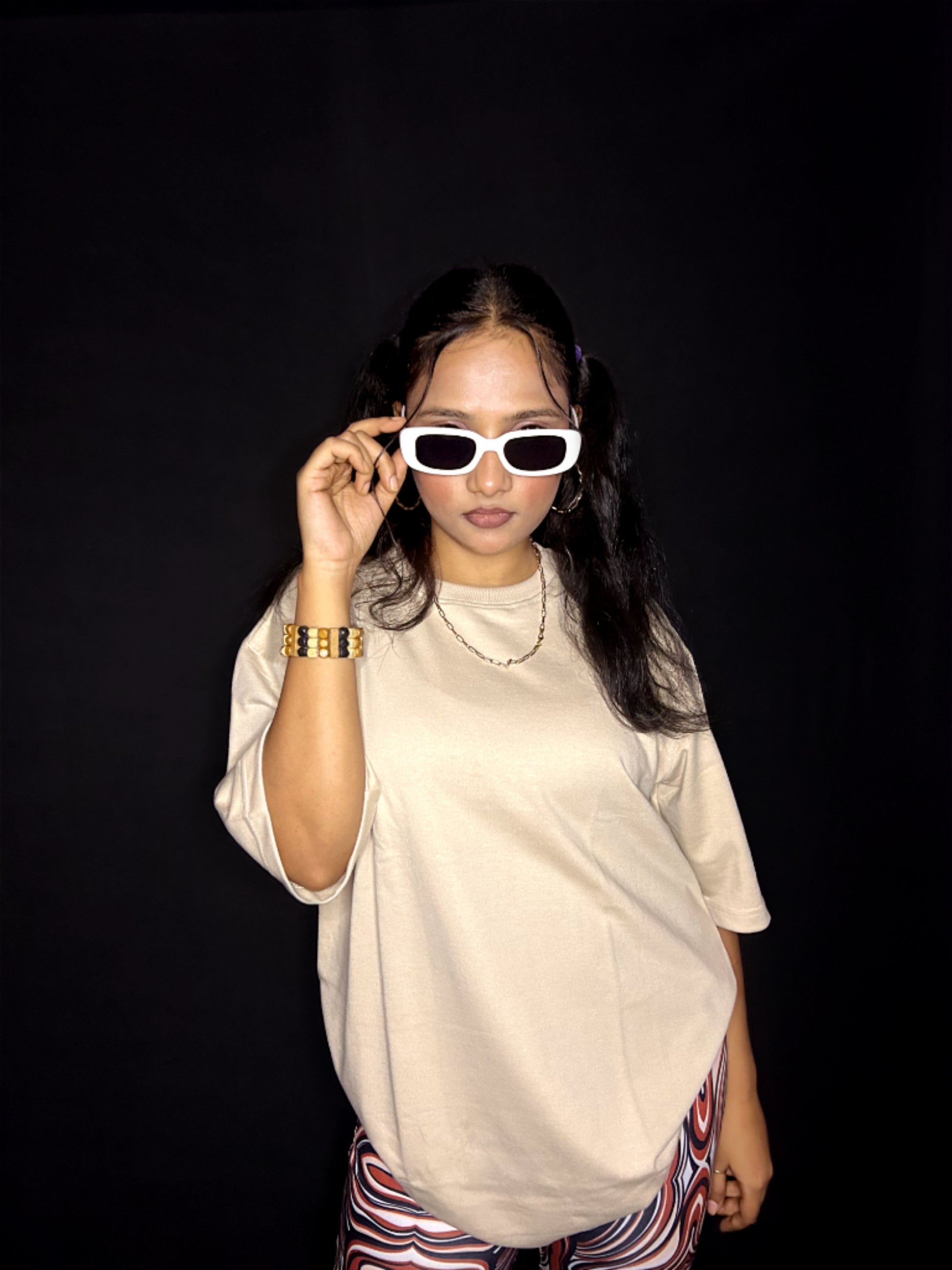 Women's Plain Beige Oversized T-shirt