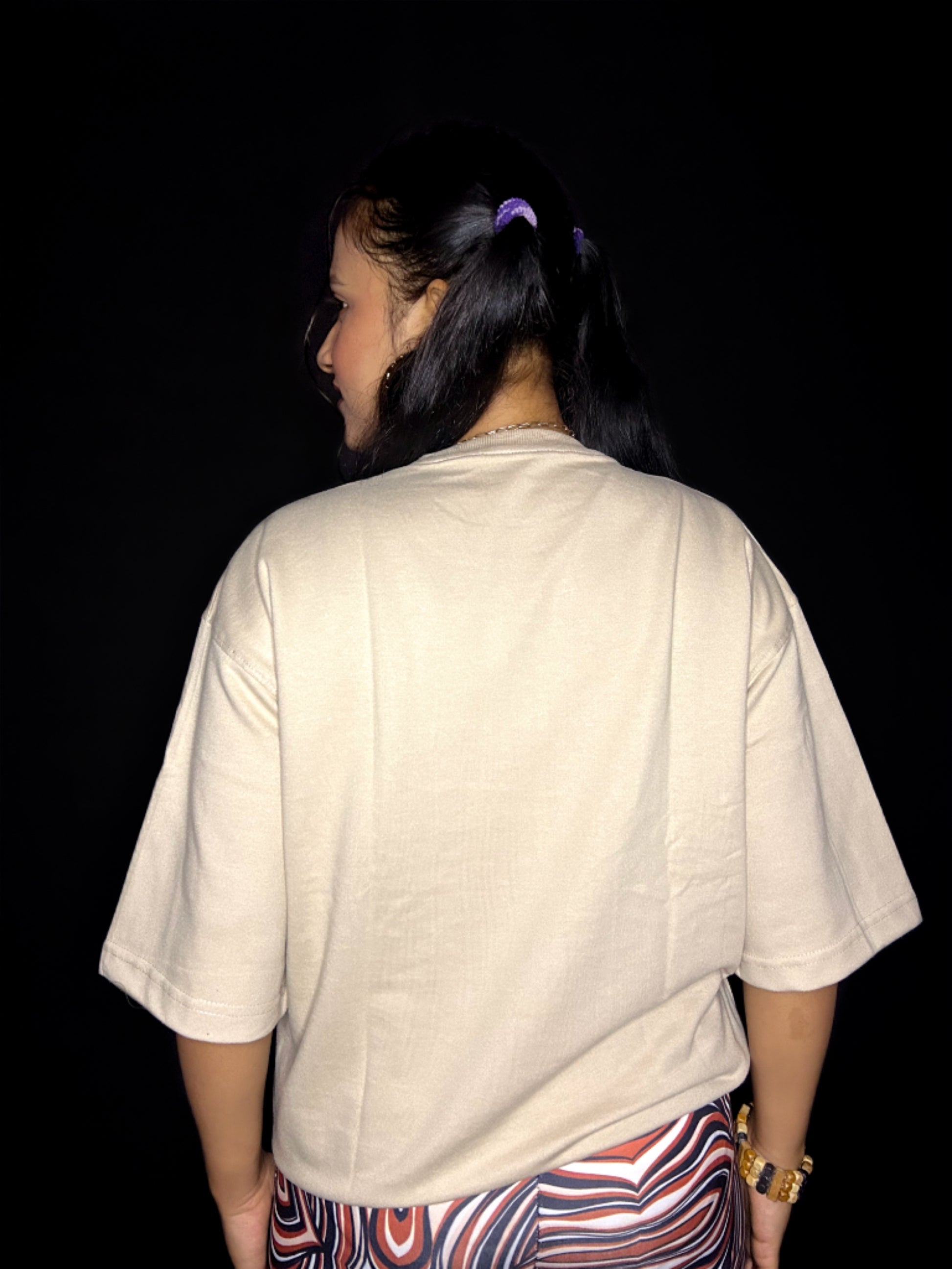 Women's Plain Beige Oversized T-shirt