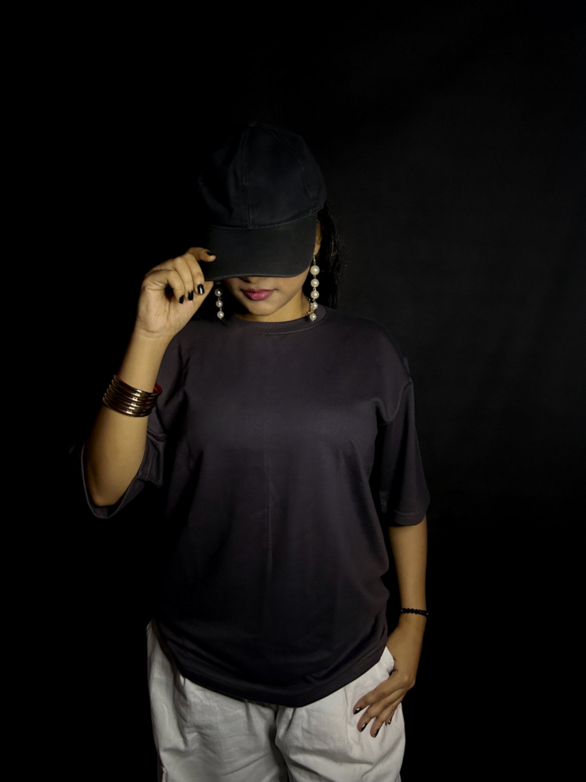 Women's Plain DGrey Oversized T-shirt