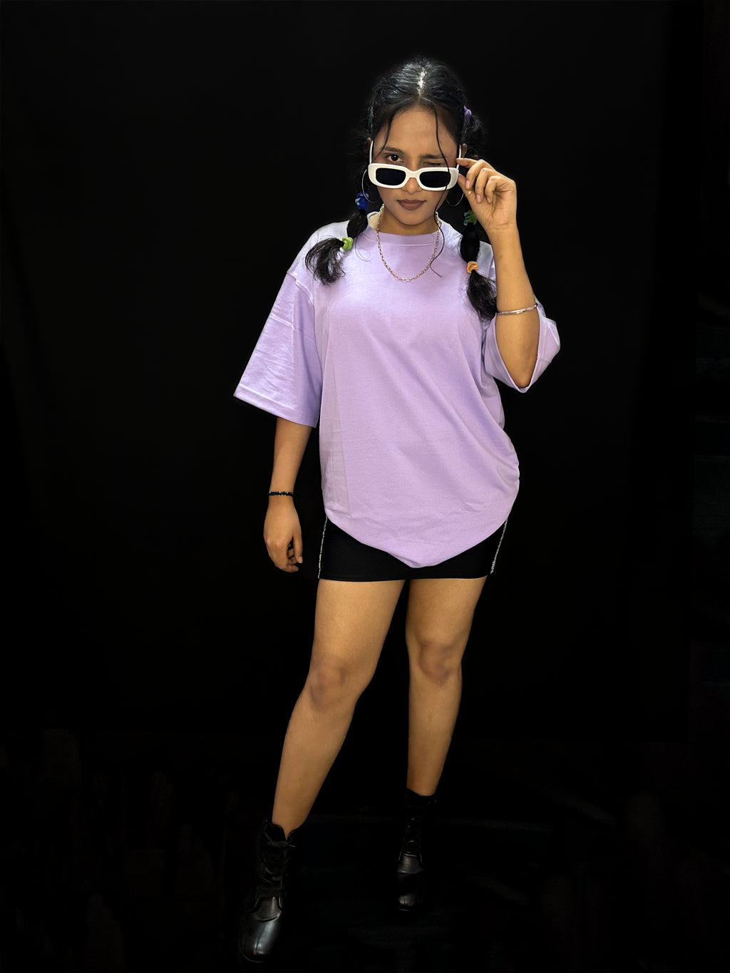 Women's Plain Lavender Oversized T-shirt