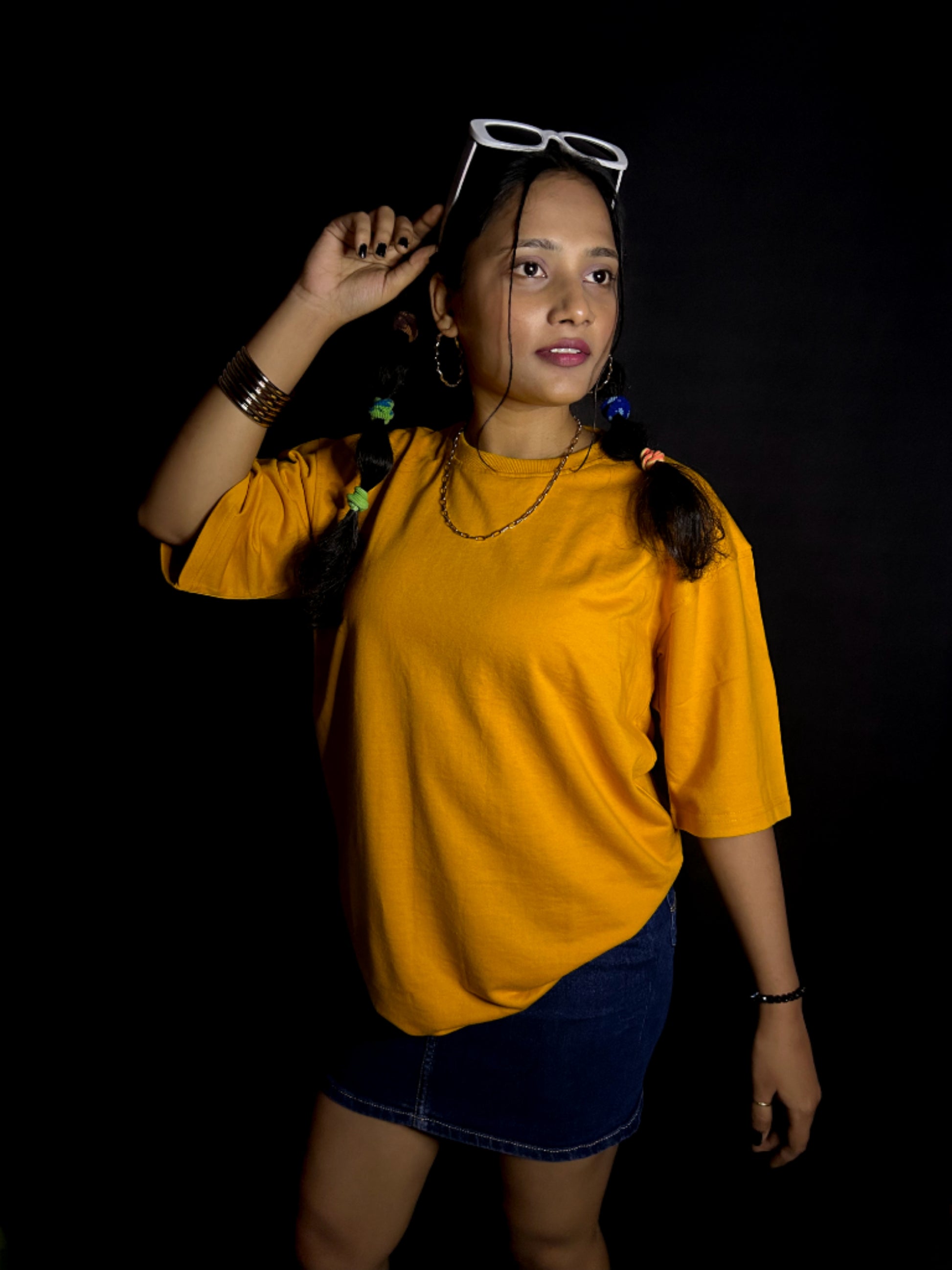 Women's Plain Mustard Oversized T-shirt