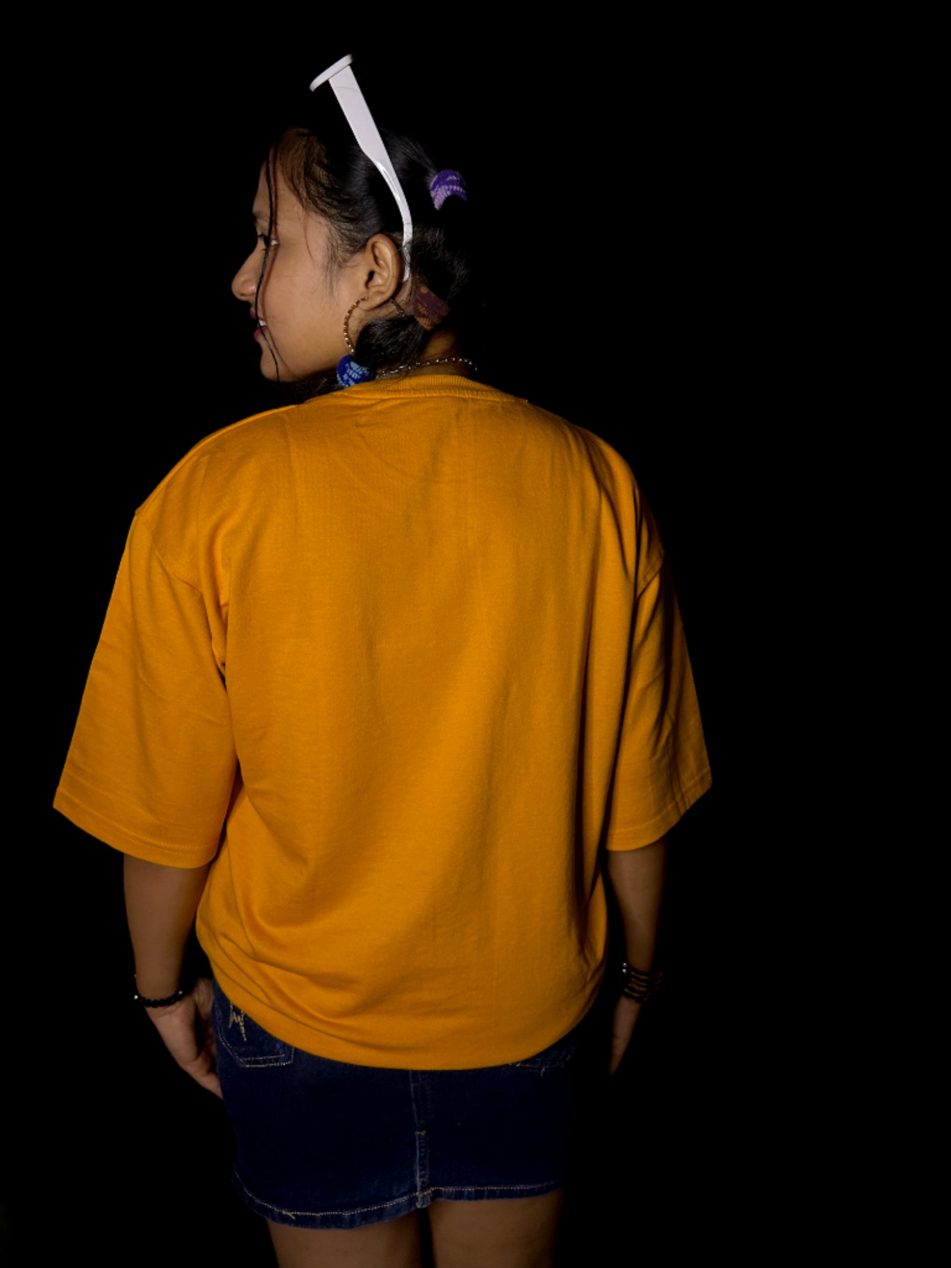 Women's Plain Mustard Oversized T-shirt
