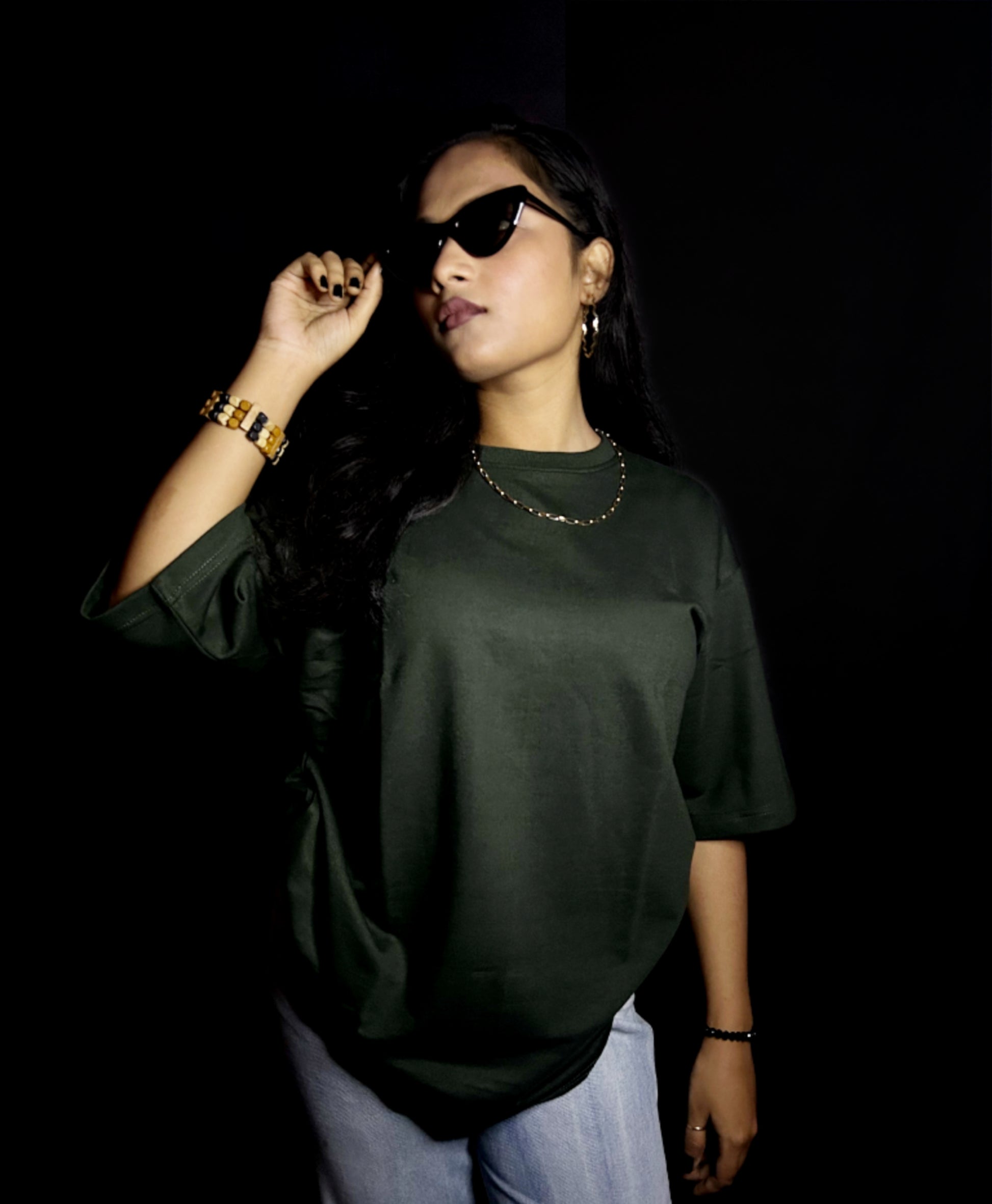 Women's Plain Olive Oversized T-shirt