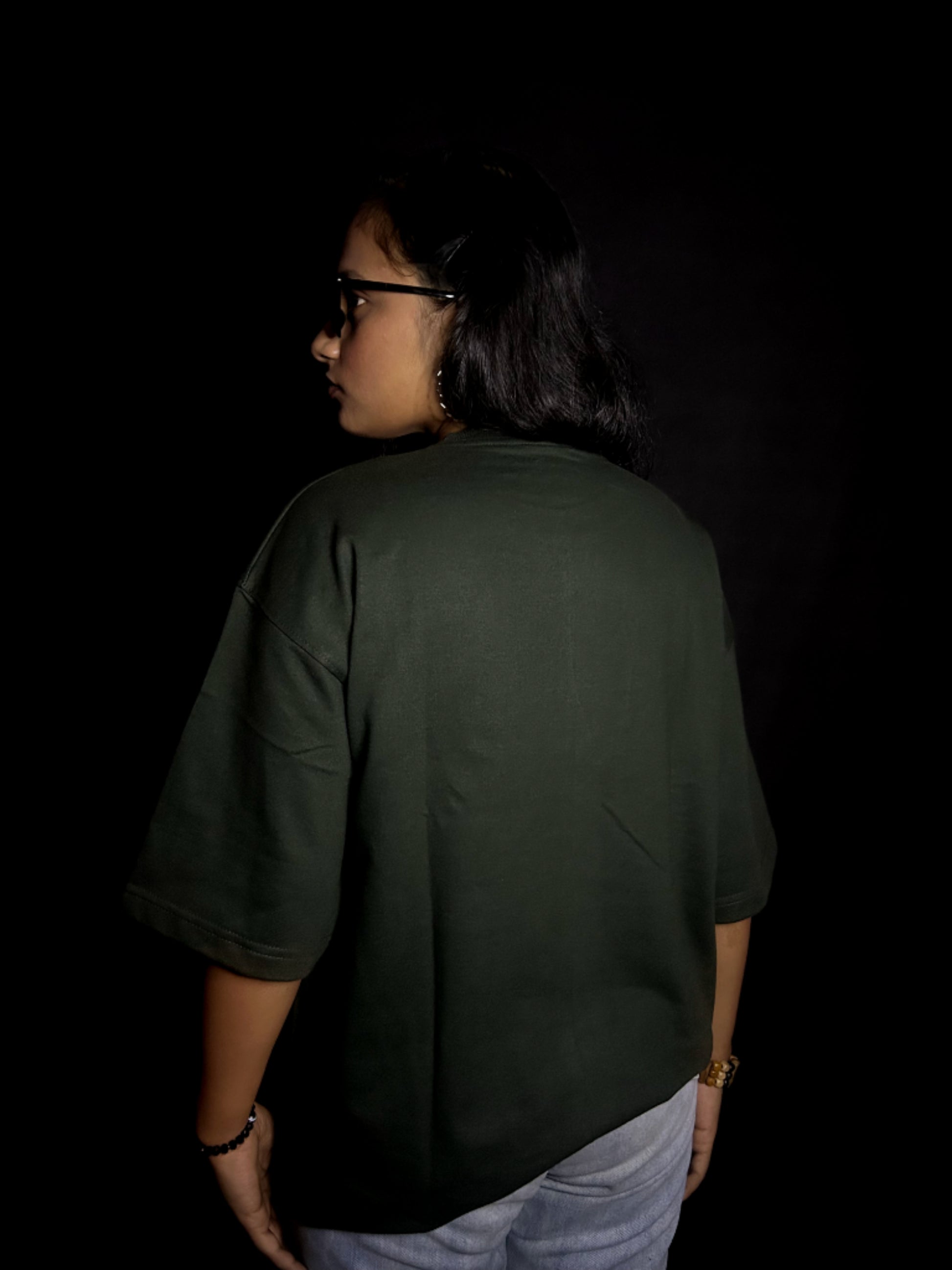 Women's Plain Olive Oversized T-shirt