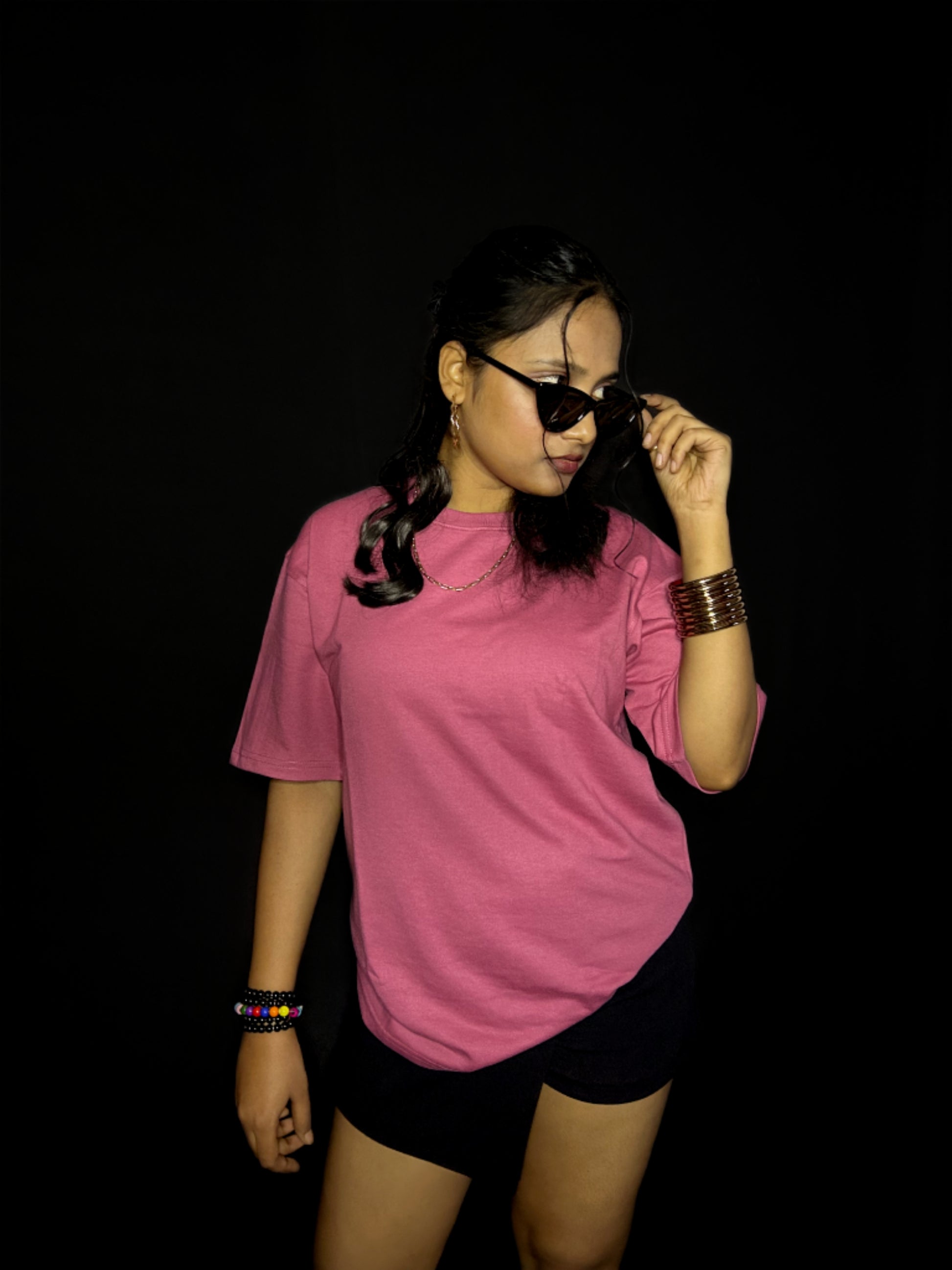 Women's Plain Onion Pink Oversized T-shirt