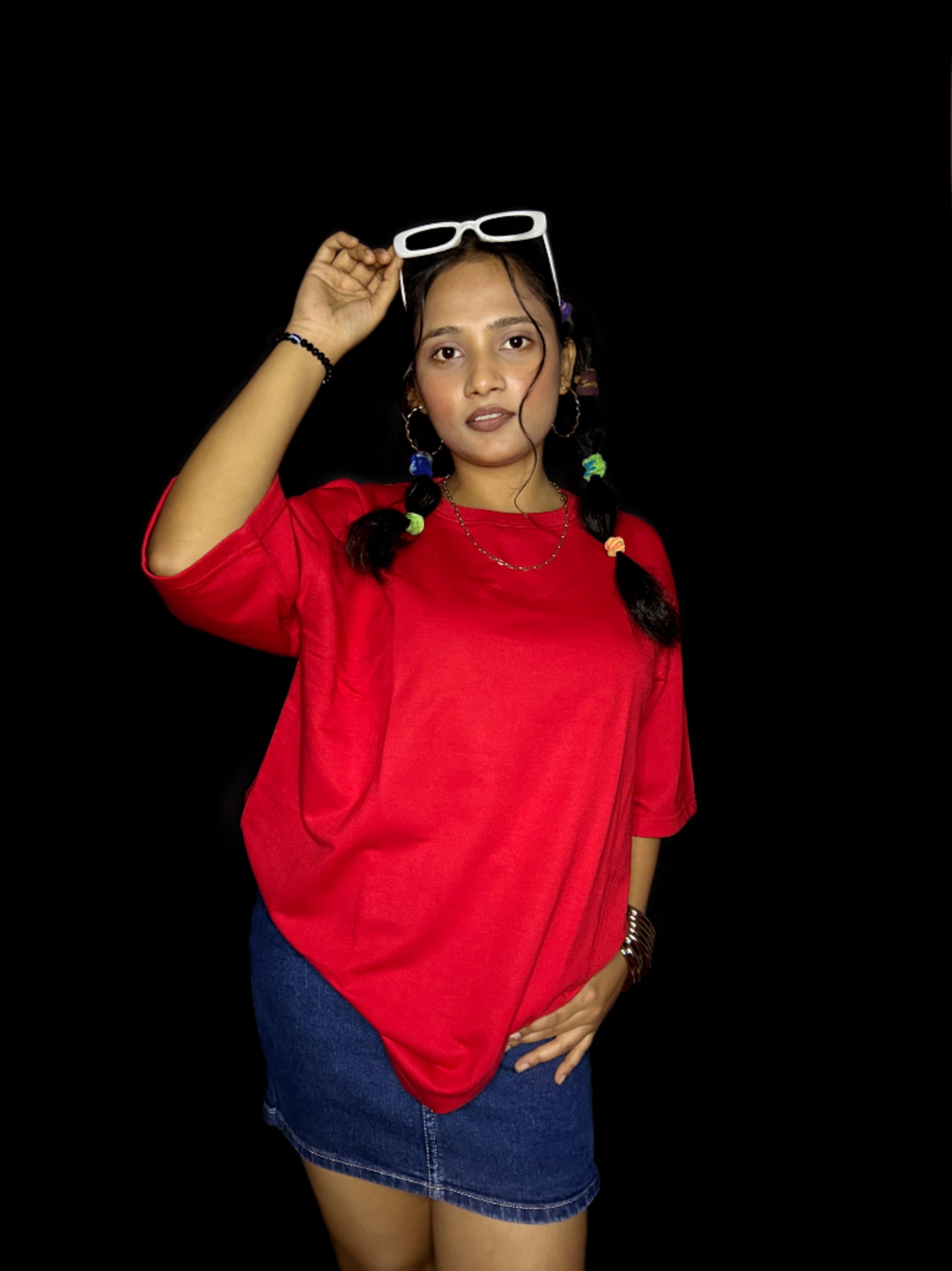 Women's Plain Red Oversized T-shirt