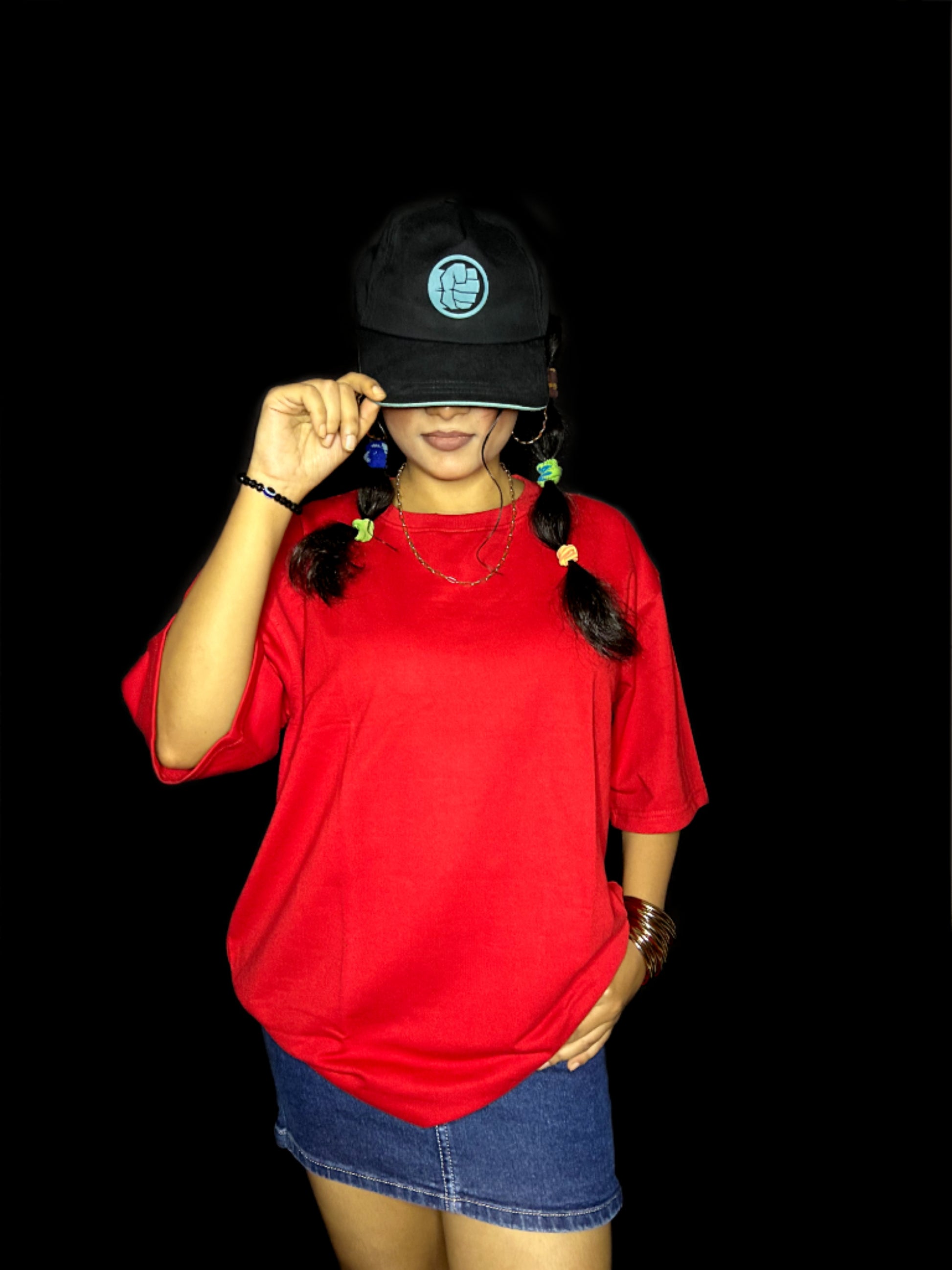 Women's Plain Red Oversized T-shirt
